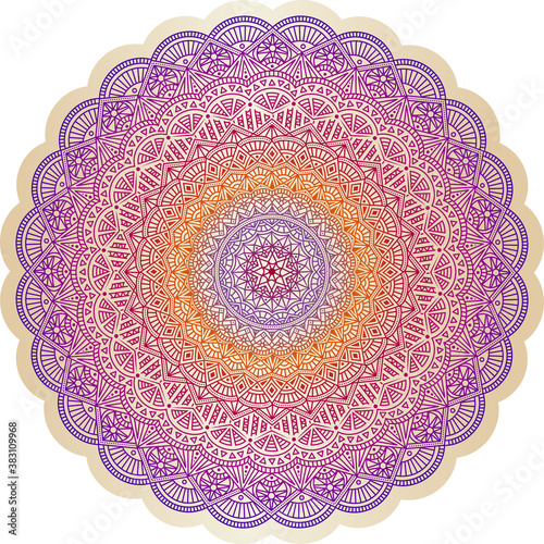 Mandala pattern. Round ethnic geometric ornament. Linear illustration 