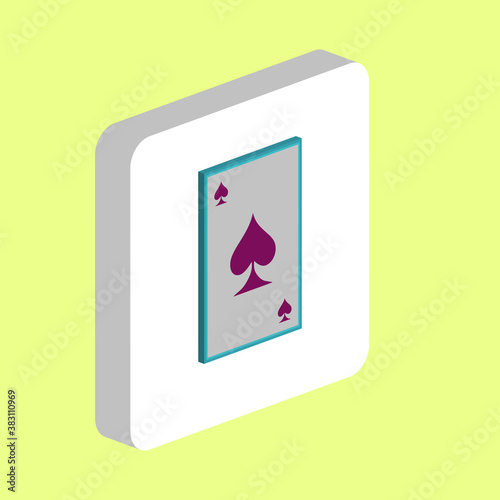 Spades card Simple vector icon. Illustration symbol design template for web mobile UI element. Perfect color isometric pictogram on 3d white square. Spades card icons for business project.