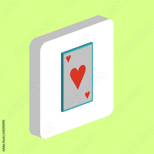 Hearts card Simple vector icon. Illustration symbol design template for web mobile UI element. Perfect color isometric pictogram on 3d white square. Hearts card icons for business project.