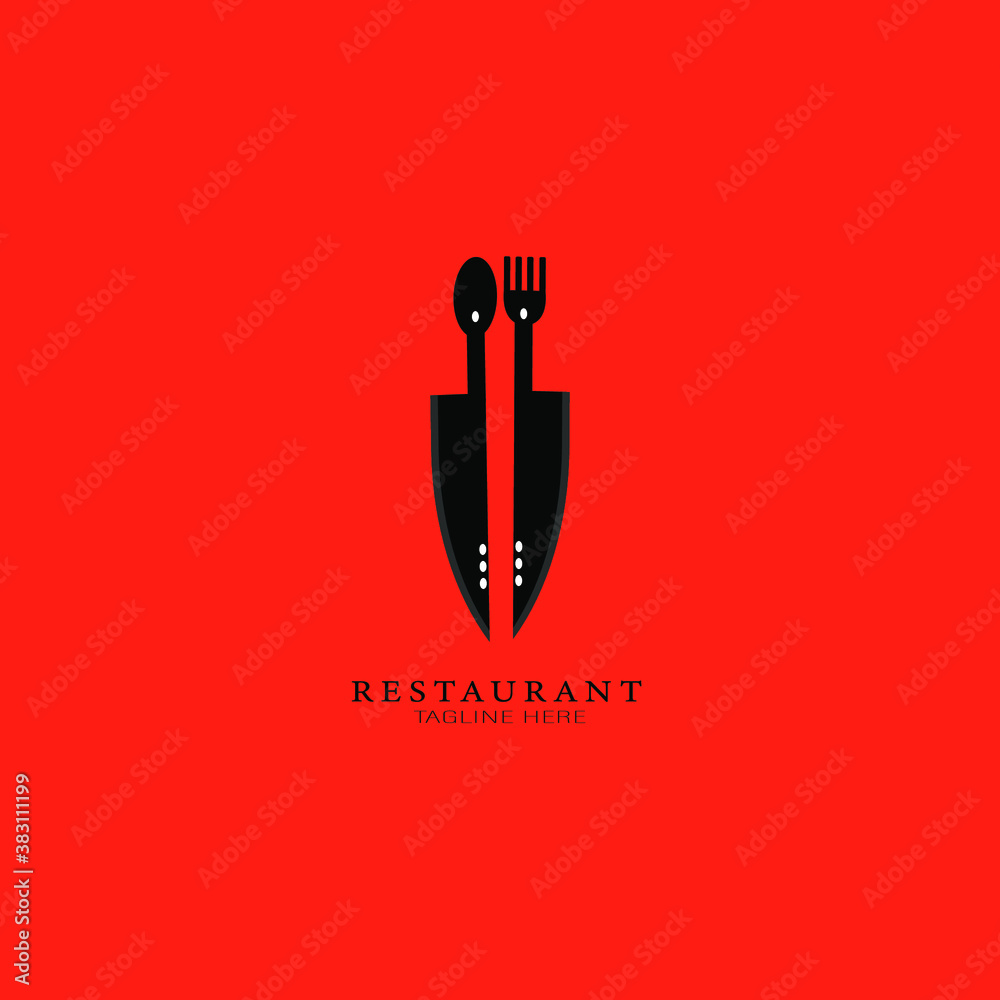 crossed knife, kitchen spatula. Design elements for logos, labels ...