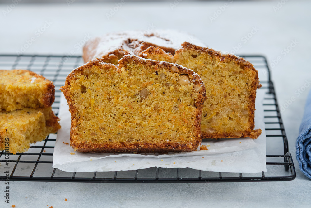 Pumpkin bread cake with pumpkin spice and nuts for autumn fall dinner. Pumpkin bread cake with pumpkin spice and nuts for autumn fall dinner.