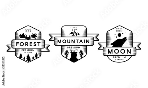 Nature reserve outline vector logo set