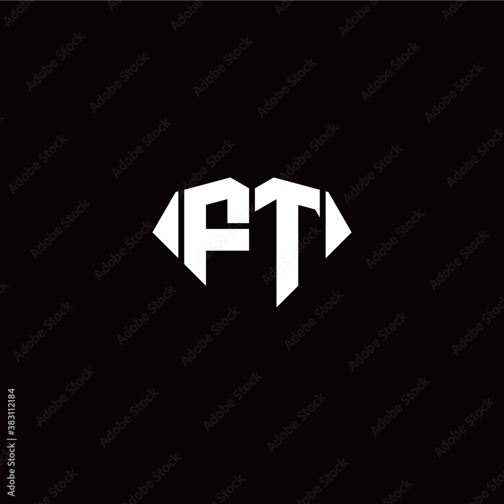 Fototapeta premium F T initial letter with diamond shape origami style logo template vector