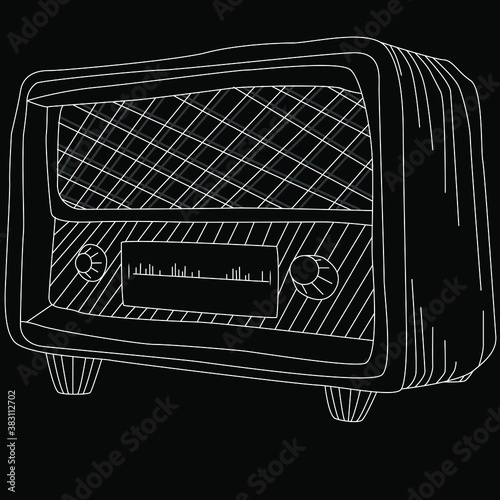 Radio icon in comic style. Fm broadcast cartoon vector illustration on white isolated background. Radiocast splash effect business concept.line, contour.