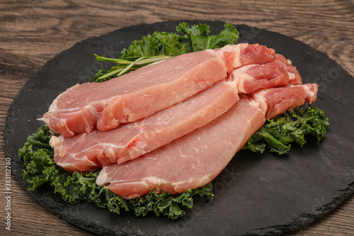 Raw pork steak for cooking