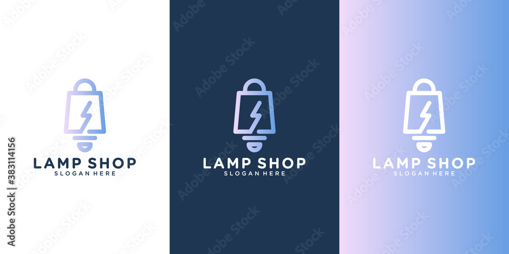 Illustration of an isolated line art light bulb icon with a shopping cart. Idea Shop Logo.