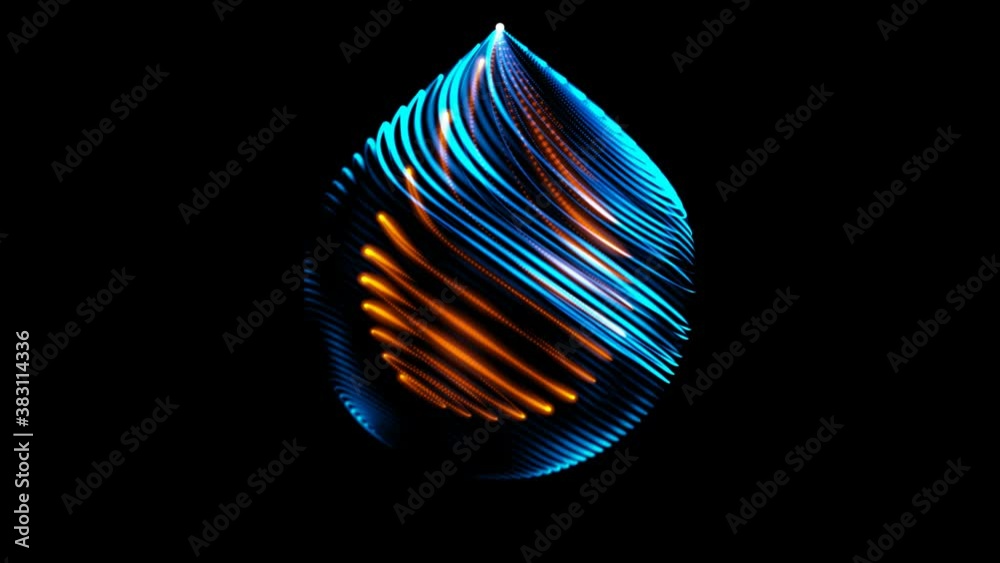 Animation of abstract half spherical objects with several transitions in time.