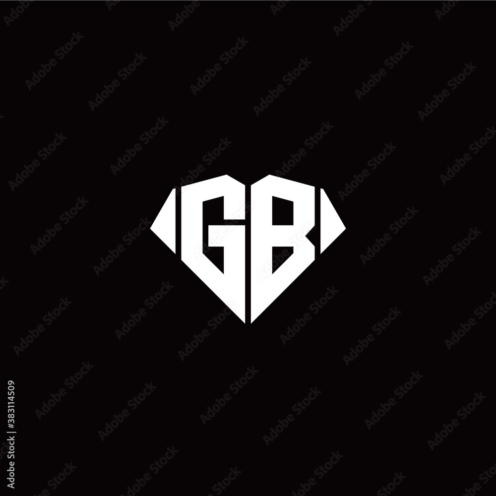 Fototapeta premium G B initial letter with diamond shape origami style logo template vector
