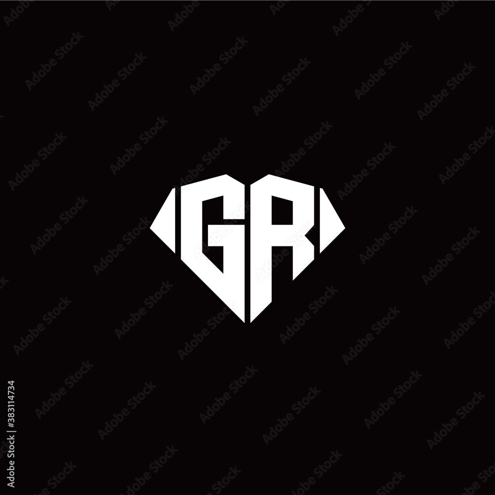Fototapeta premium G R initial letter with diamond shape origami style logo template vector