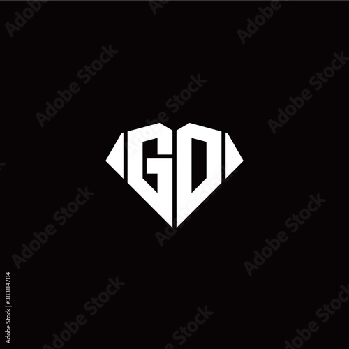 G O initial letter with diamond shape origami style logo template vector