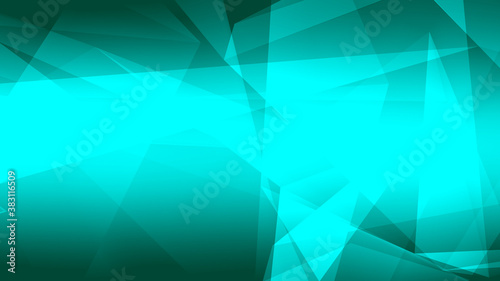 Abstract blue green polygon triangle pattern gradient background. 3d render illustration.