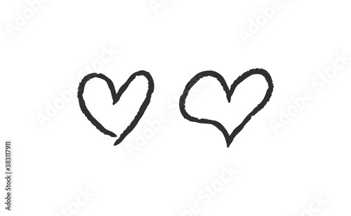 Hand drawn hearts, love icon symbols. Heart doodles. Hand drawn valentine's day design.