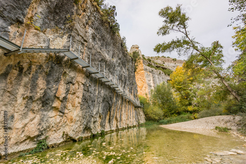 barranco de la Fuente  Ruta de las pasarelas  Alqu  zar  municipio de la comarca Somontano Provincia de Huesca  Comunidad Aut  noma de Arag  n  Spain  Europe