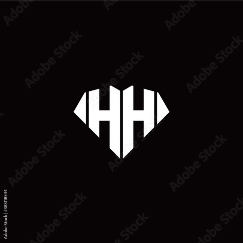 H H initial letter with diamond shape origami style logo template vector