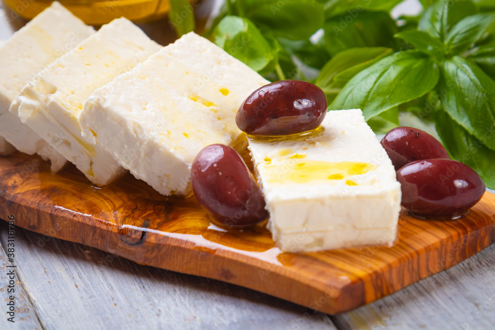 Greek feta cheese with olives