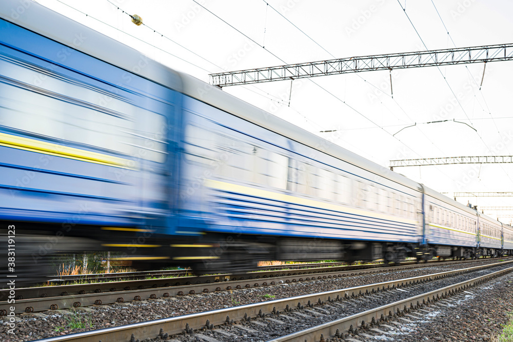Fototapeta premium Passenger cars that are blurred at high speed