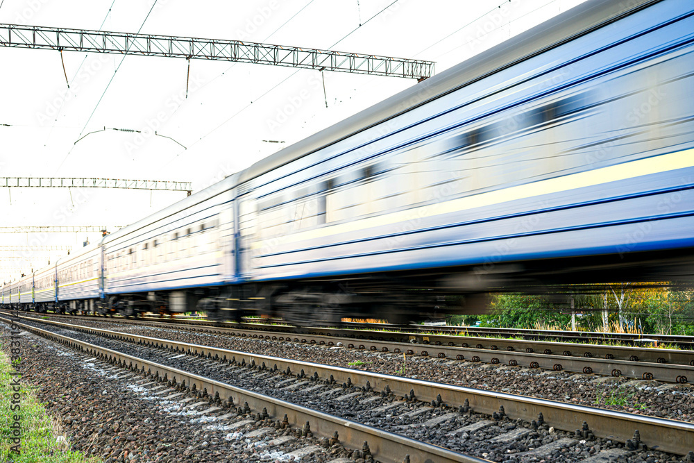 Passenger cars that are blurred at high speed