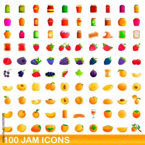 Fototapeta Naklejka Na Ścianę i Meble -  100 jam icons set. Cartoon illustration of 100 jam icons vector set isolated on white background