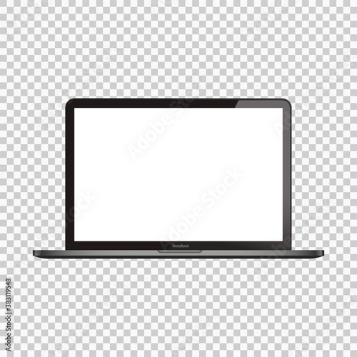 Realistic Laptop. screen Display isolate. Mockup pc. Modern laptop computer, isolated on transparent background. Vector EPS 10