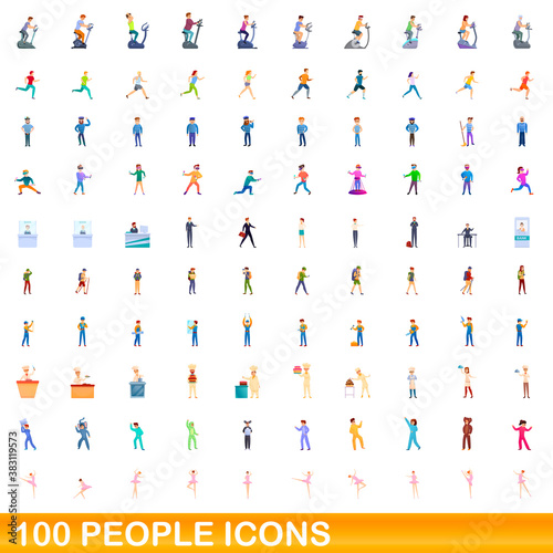 100 people icons set. Cartoon illustration of 100 people icons vector set isolated on white background