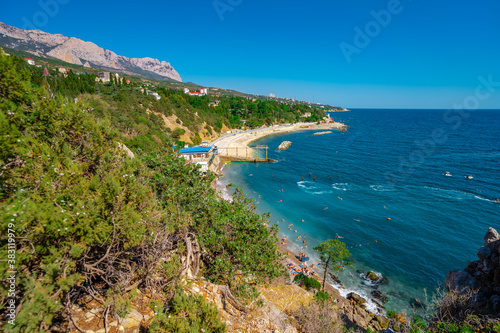 Panoramic view of the rocks and beaches in Crimea  Yalta district  Alupka