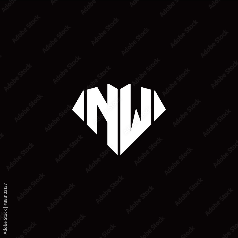 N W initial letter with diamond shape origami style logo template vector N W initial letter with diamond shape origami style logo template vector