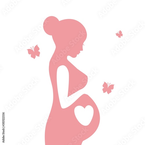 Silhouette of a pregnant girl with a big belly