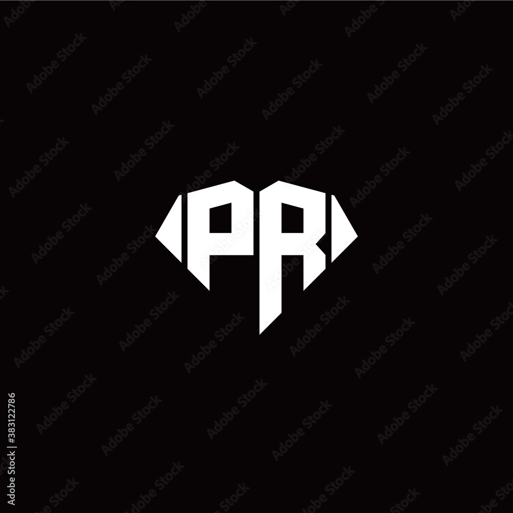 Fototapeta premium P R initial letter with diamond shape origami style logo template vector