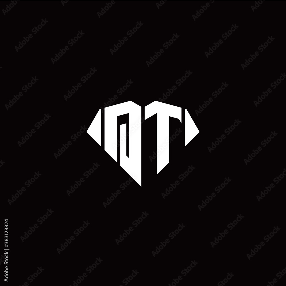 Q T initial letter with diamond shape origami style logo template vector Q T initial letter with diamond shape origami style logo template vector