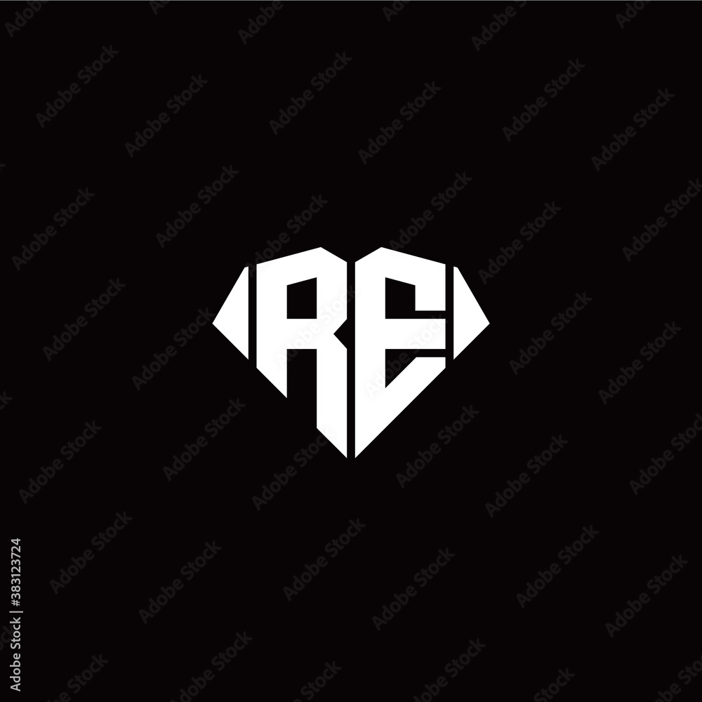 R E initial letter with diamond shape origami style logo template vector R E initial letter with diamond shape origami style logo template vector