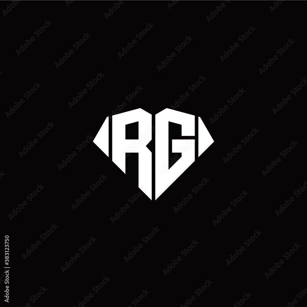 Fototapeta premium R G initial letter with diamond shape origami style logo template vector