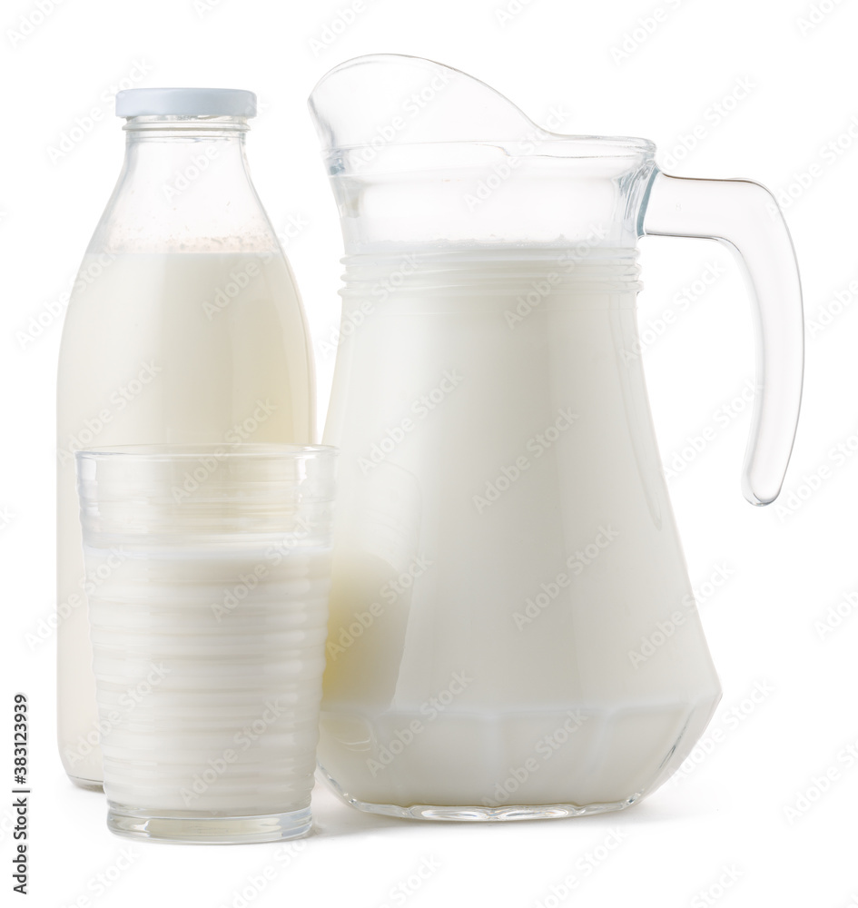 Glassware full of fresh milk isolated on white Glassware full of fresh milk isolated on white