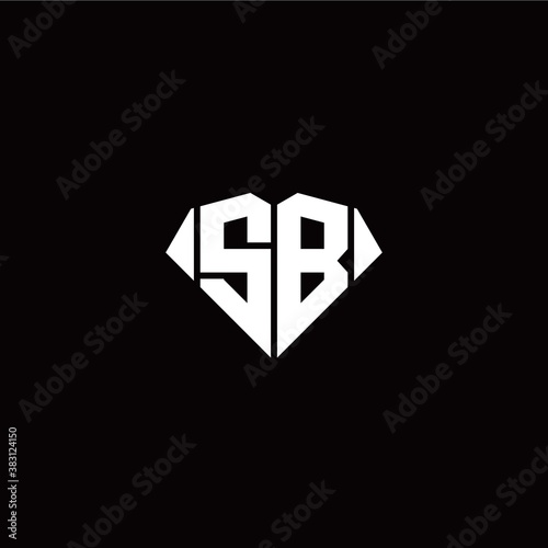 S B initial letter with diamond shape origami style logo template vector