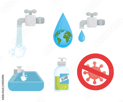 Global handswashing day symbol set design, Hygiene wash health and clean theme Vector illustration