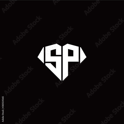 S P initial letter with diamond shape origami style logo template vector