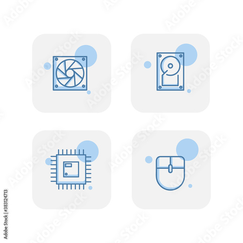 Creative blue computer component icons design vector