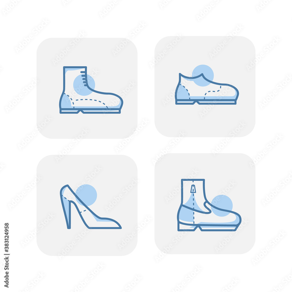 Creative blue men and women shoes icons design vector