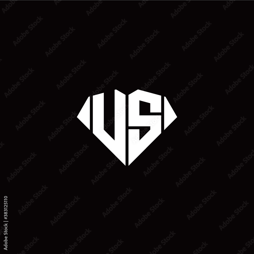 U S initial letter with diamond shape origami style logo template vector U S initial letter with diamond shape origami style logo template vector