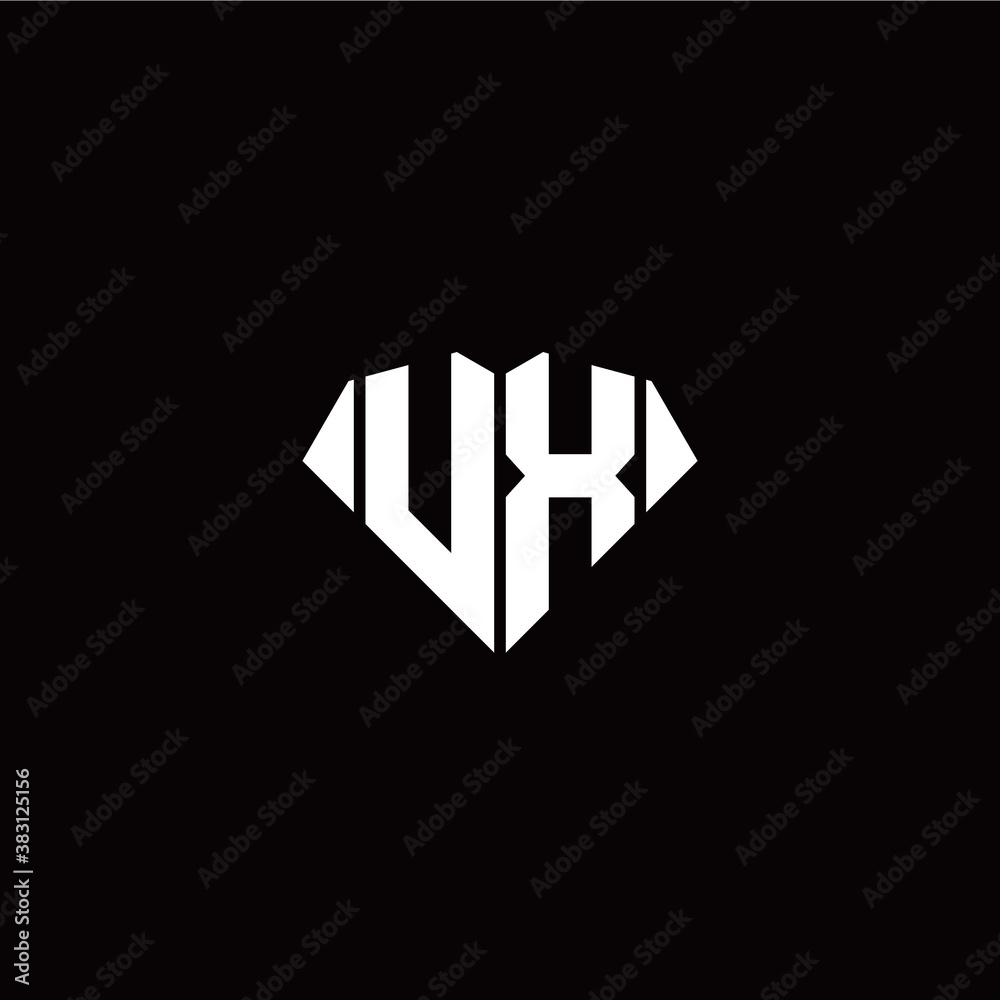 U X initial letter with diamond shape origami style logo template vector