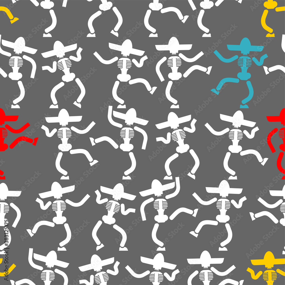 Day of dead in mexico pattern seamless. Dia de los Muertos Mexican holiday texture. Skeleton in sombrero background. Day of dead in mexico pattern seamless. Dia de los Muertos Mexican holiday texture. Skeleton in sombrero background.