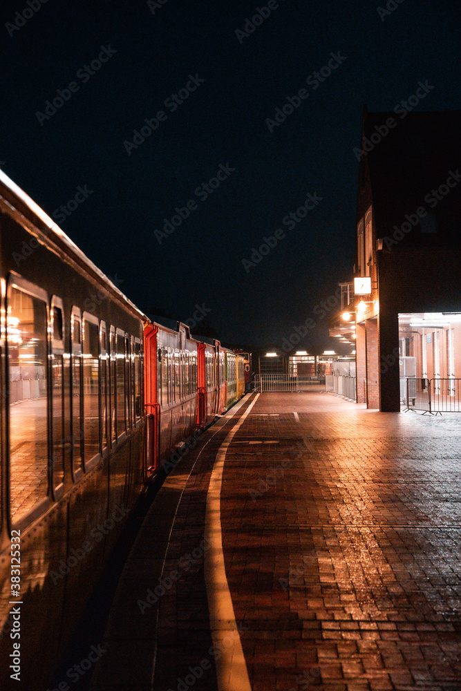 Langeoog train photographed at night