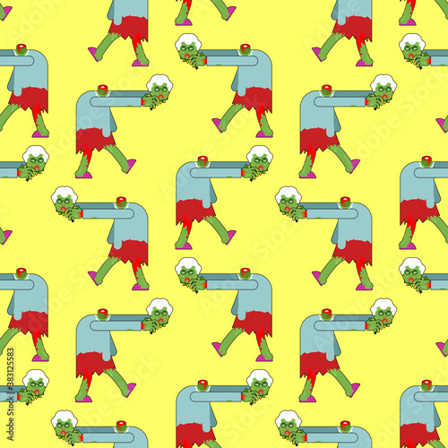 Granny zombie pattern seamless. Dead green grandmother monster background. scary grandma texture