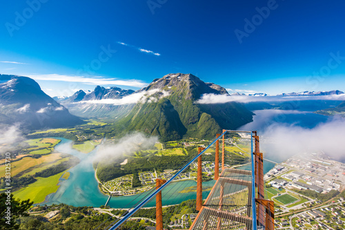 Rampestreken in Andalsnes, Norway. A famous tourist viewpoint photo