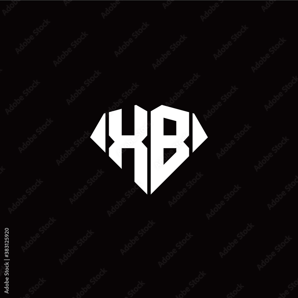 Fototapeta premium X B initial letter with diamond shape origami style logo template vector