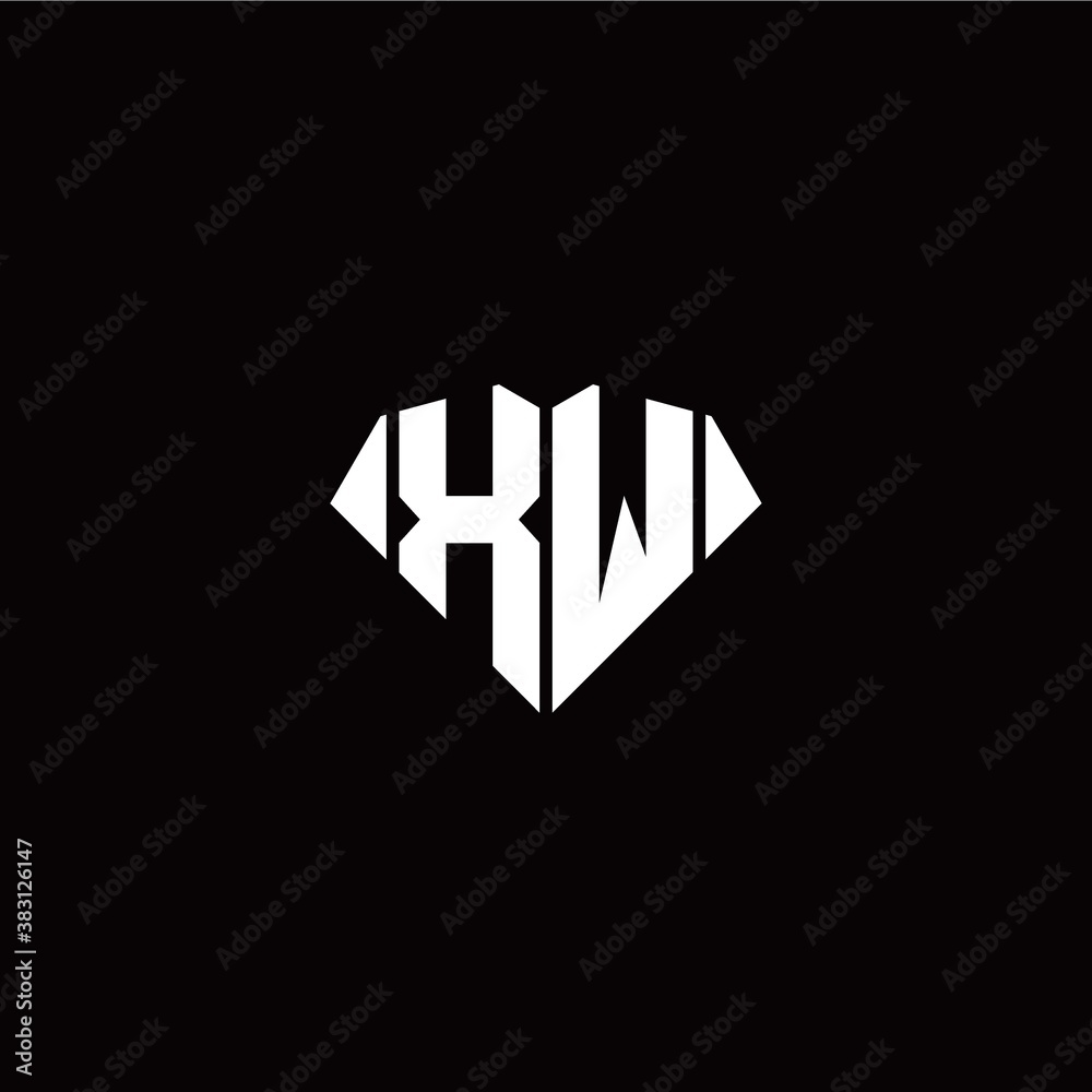 X W initial letter with diamond shape origami style logo template vector X W initial letter with diamond shape origami style logo template vector