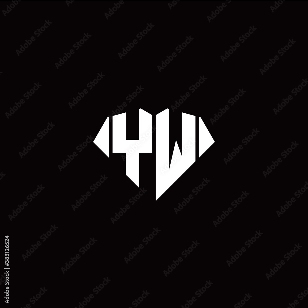 Y W initial letter with diamond shape origami style logo template vector Y W initial letter with diamond shape origami style logo template vector