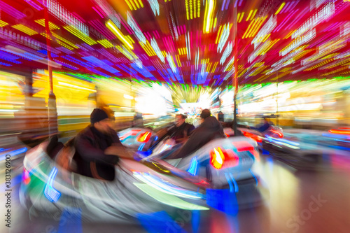 Motion Blurred Dodgems or Bumper Cars at a Fun Fair