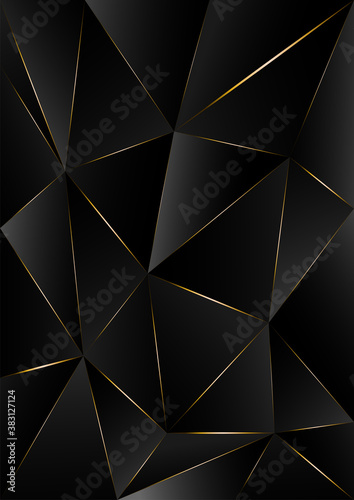 black triangle, dark wallpaper background with gold border line path