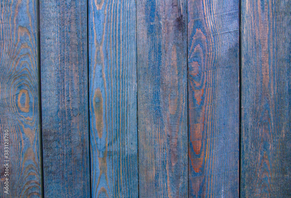 Naklejka premium Old wooden blue background from six different boards.