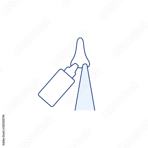 Nasal wash thin line icon isolated on white background. Nose cleaning with saline to protect PM2 5. Nasal irrigation logo sign. Allergy runny nose treatment Medicine outline symbol vector illustration